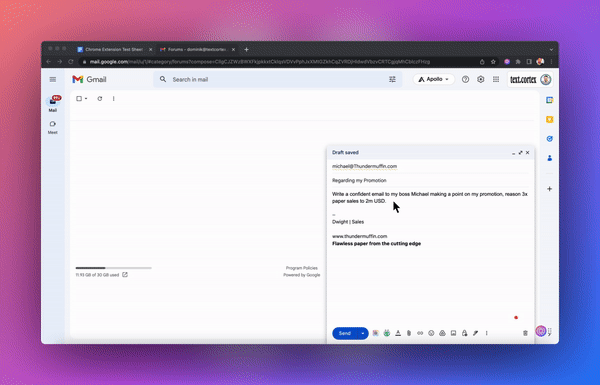 Ondersteuning e-mail generator