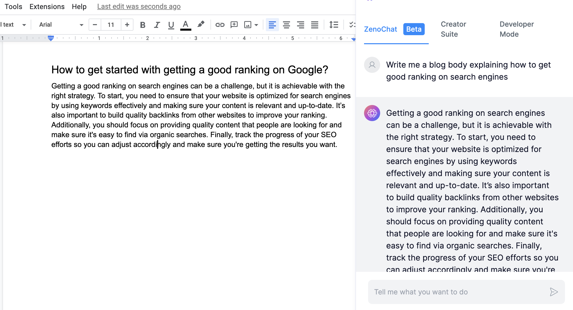 chatt gpt för google docs