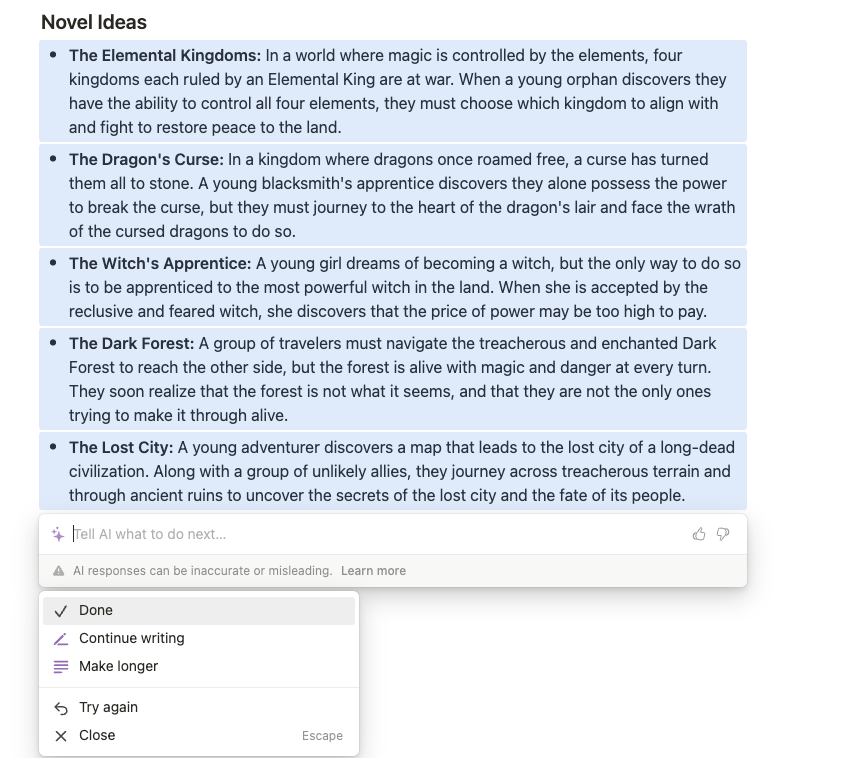 notion ai brainstorm ideas