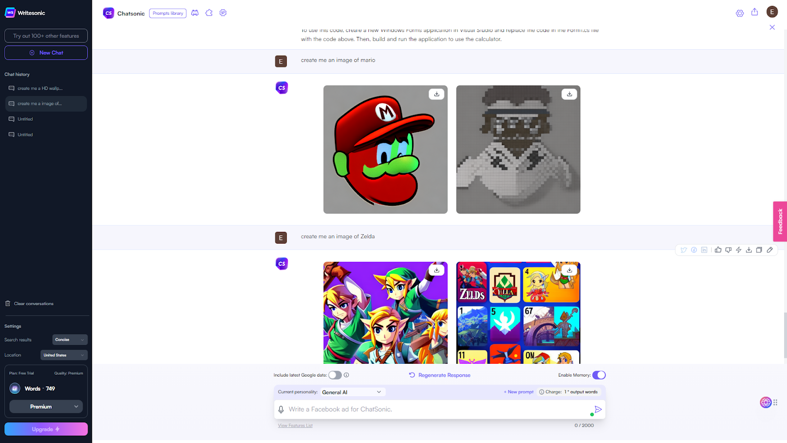 criação de imagem chatsónica