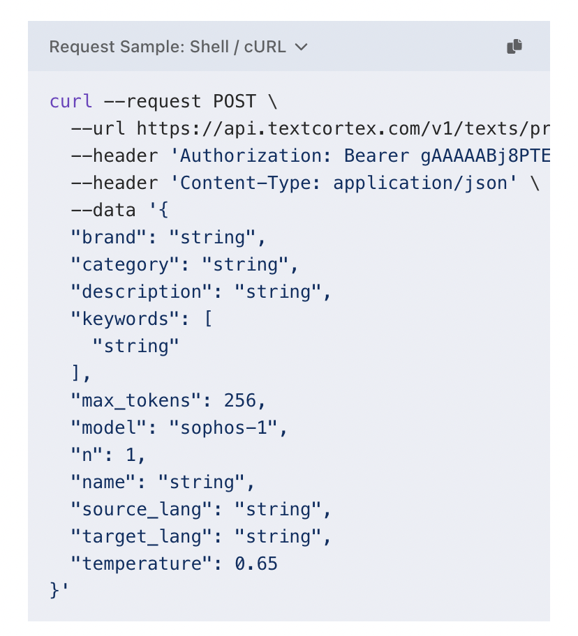 produktbeskrivningsgenerator API