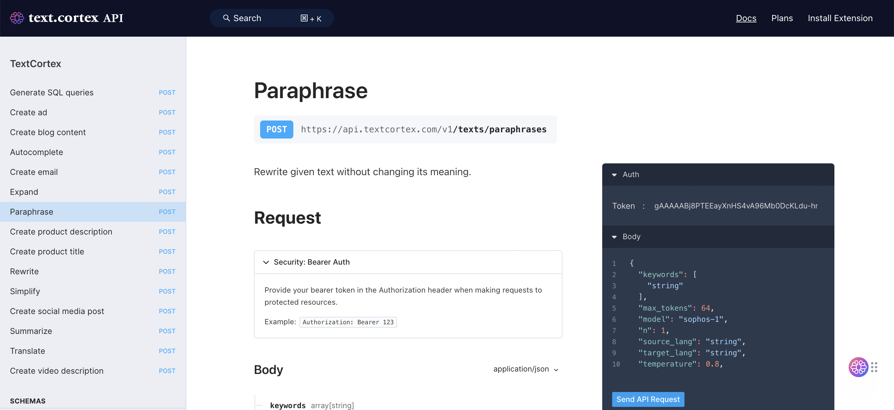 parafraseando API