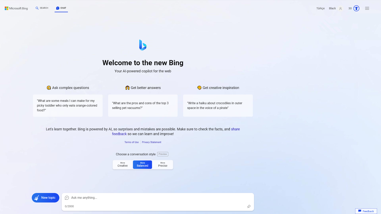 bing ai feaures