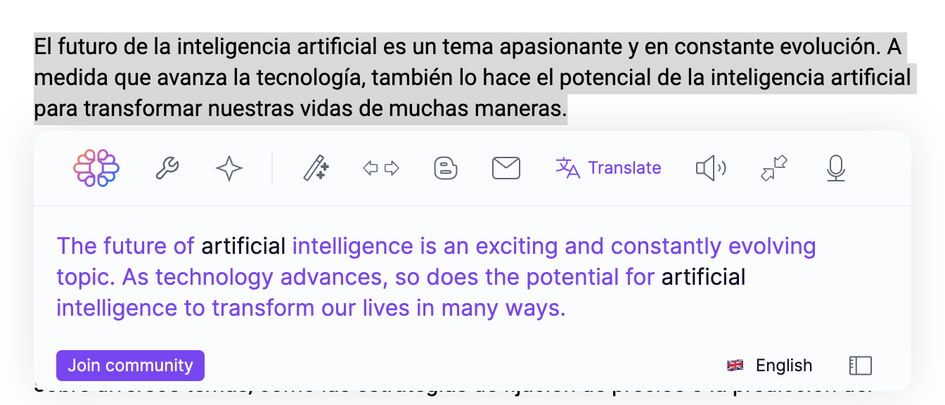 translate text Spanish