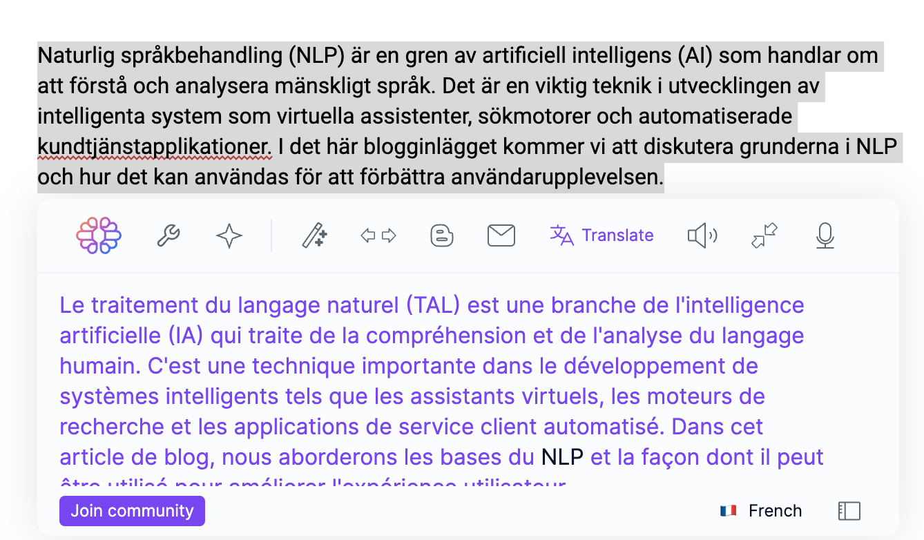 Inhalt ins Schwedische übersetzen