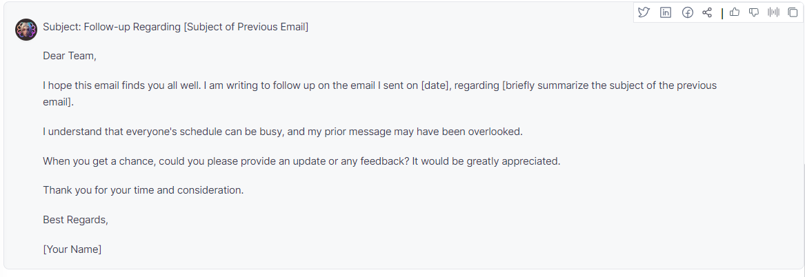 sjabloon voor opvolgmail