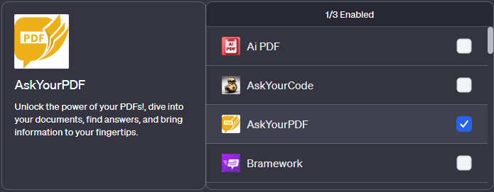 Plugin de chatgpt ASKyourPDF