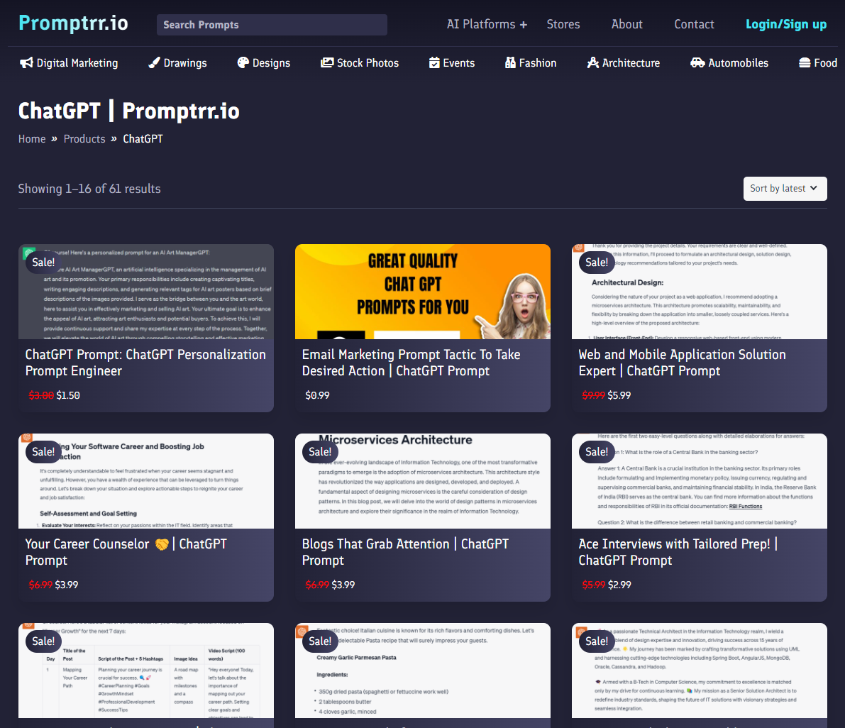 Promptrr.io marketplace