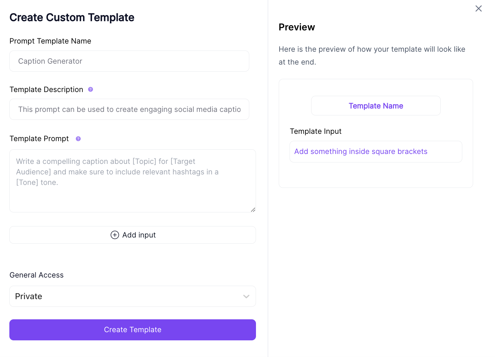 Prompt template