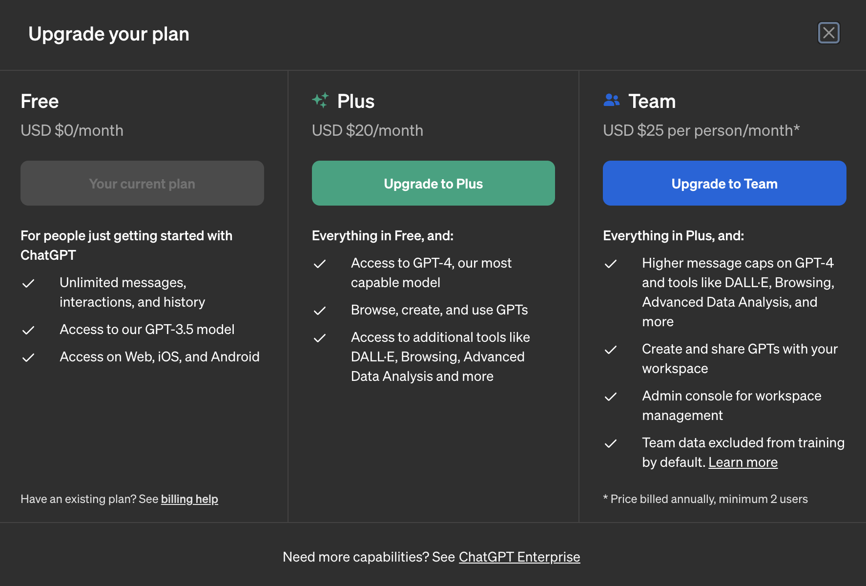 chatgpt pricing