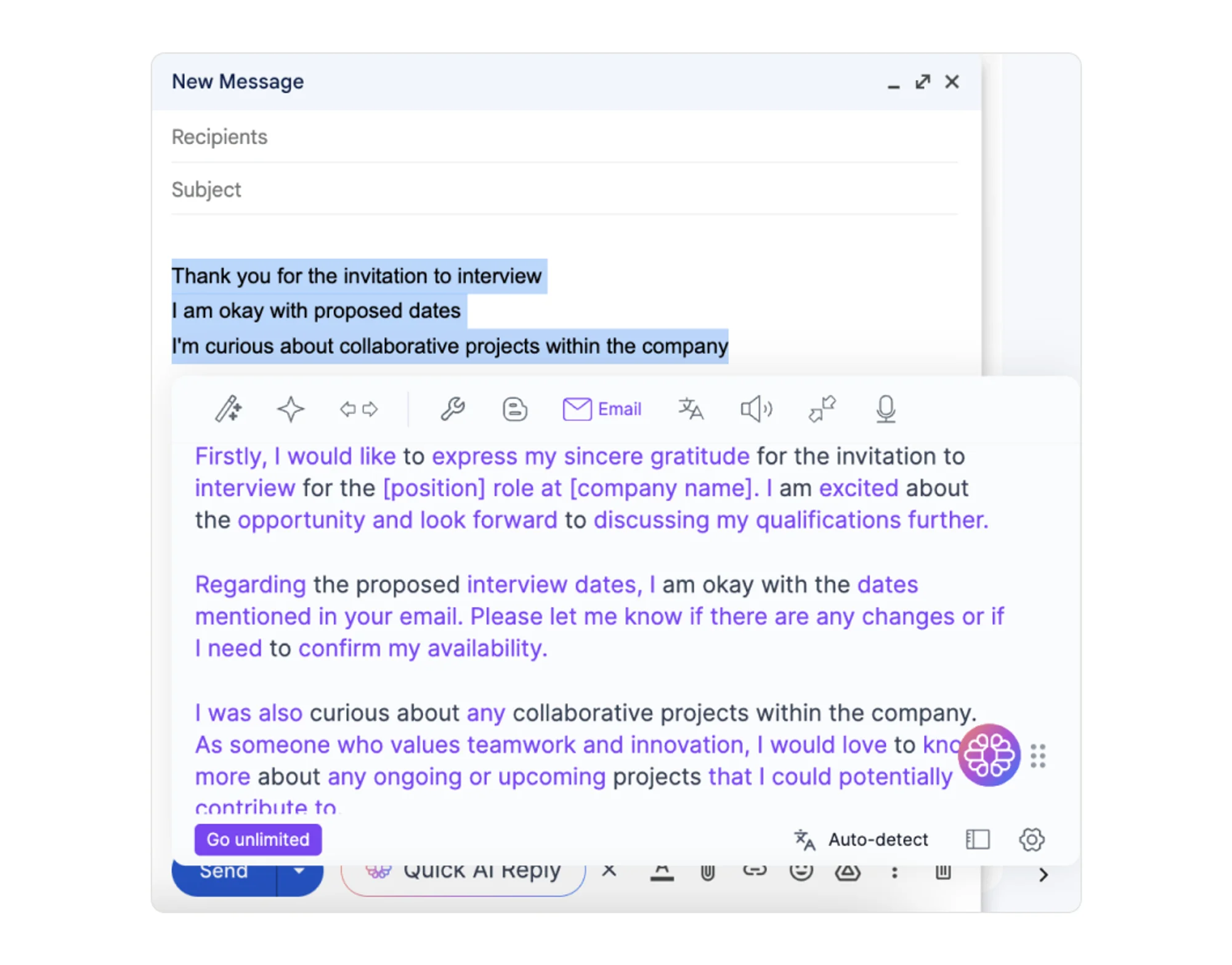 textcortex-bullet-to-email