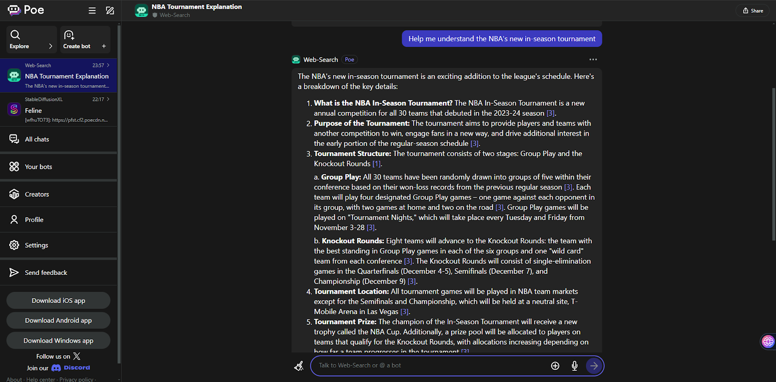 poe ai chat ウェブ検索