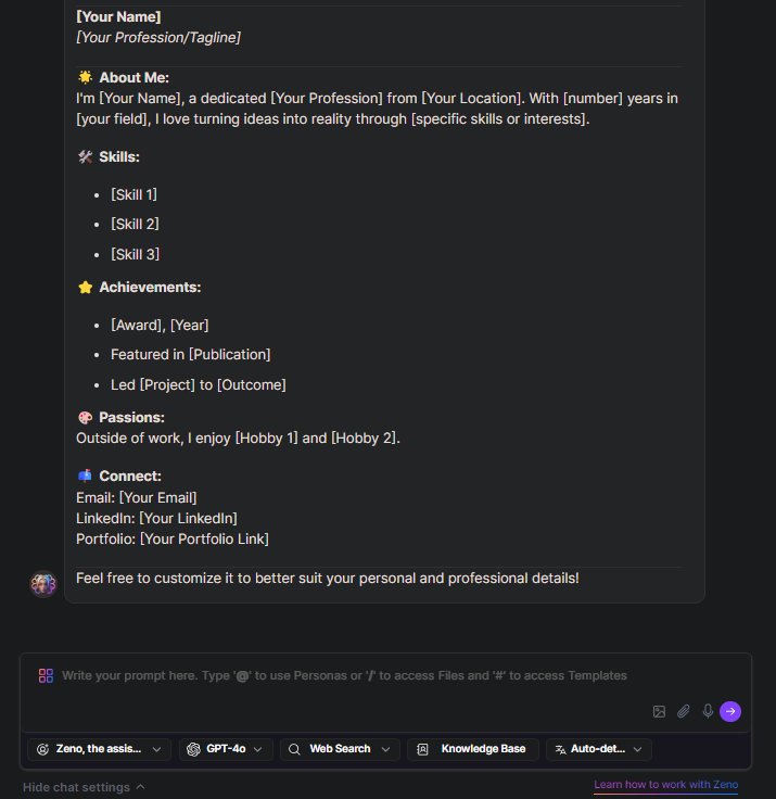 creative bio example