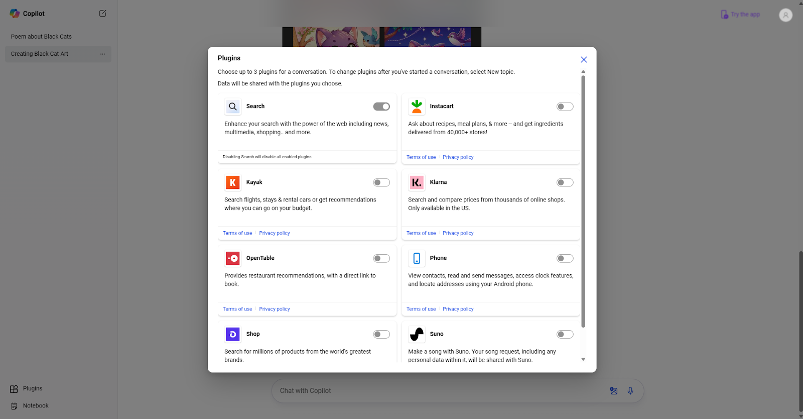 Plugins do Microsoft Copilot