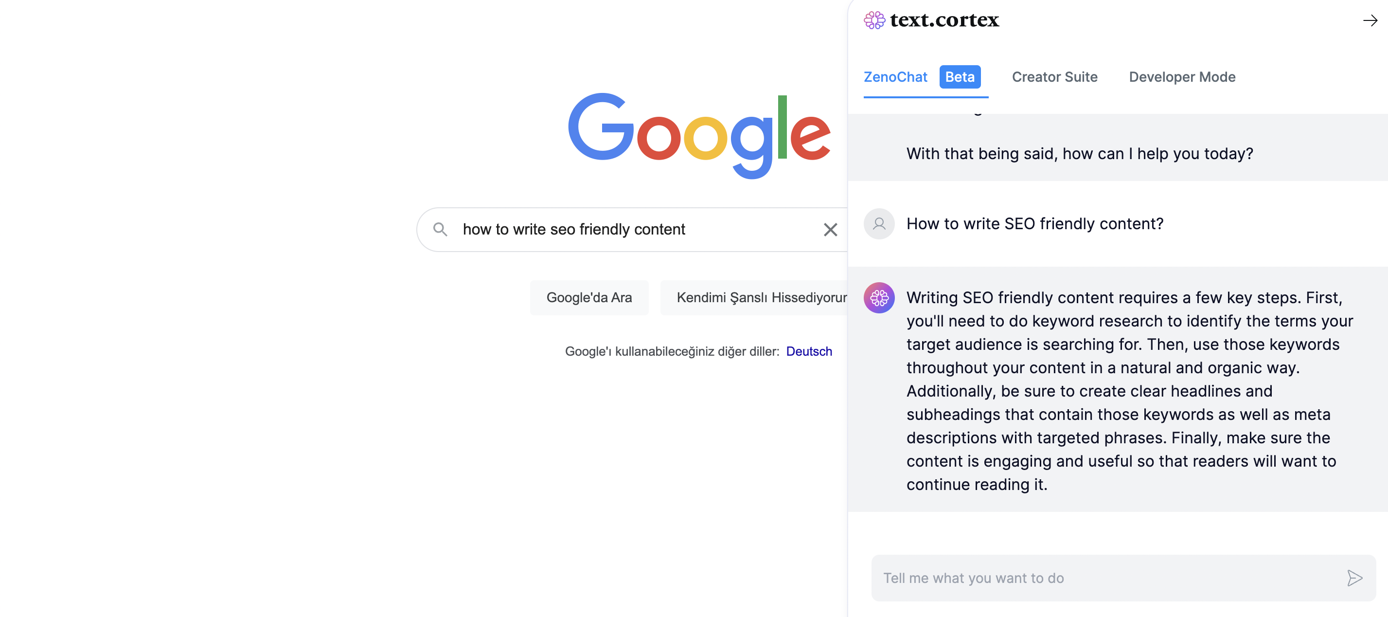 chat gpt for google