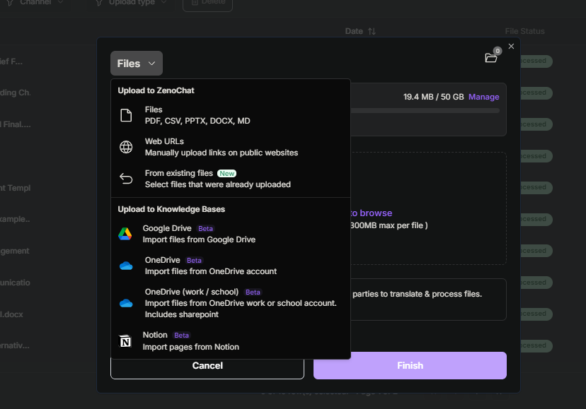 ZenoChat Knowledge Bases