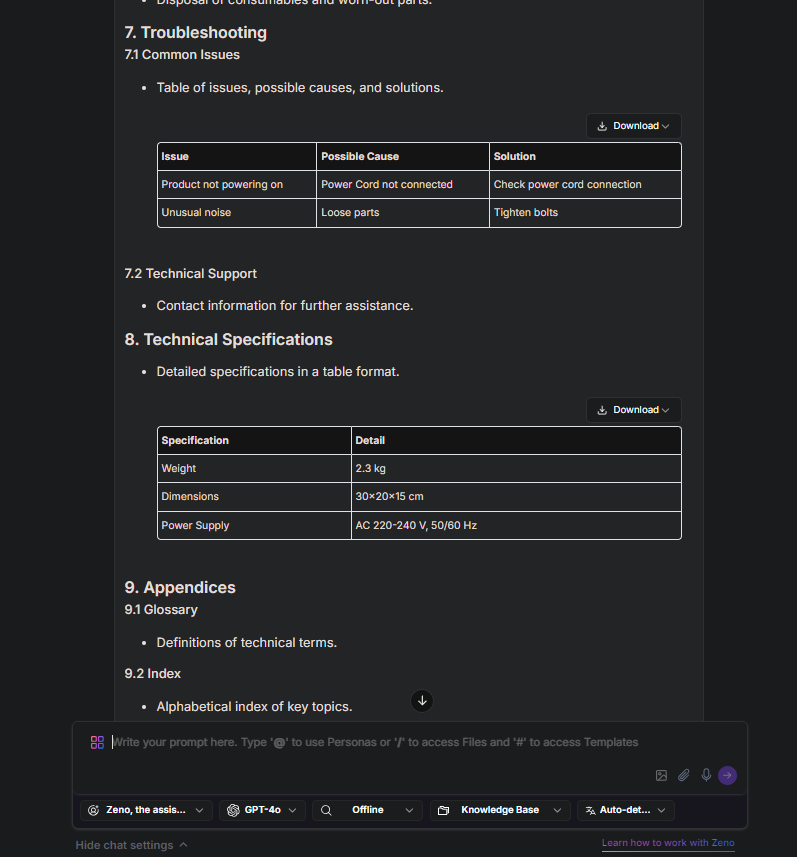 Product Manuals Technical Documentation Template
