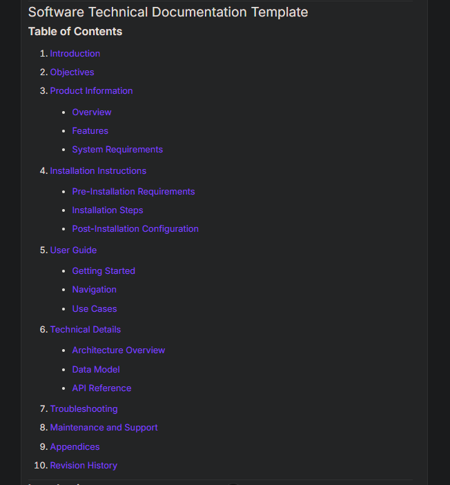 Software Technical Documentation Template
