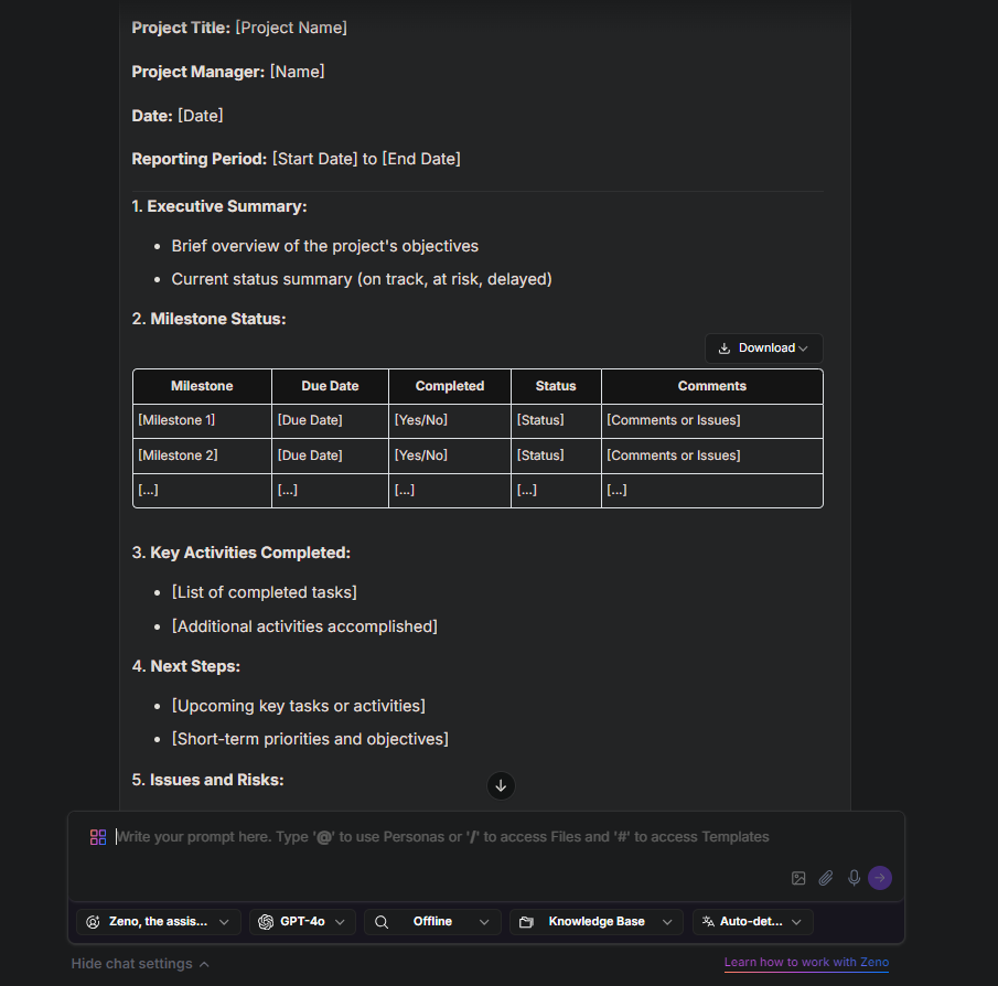 Project Status Report Template