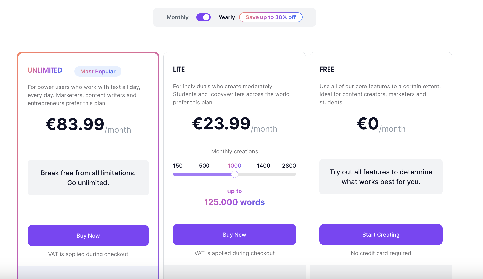 textcortex la tarification