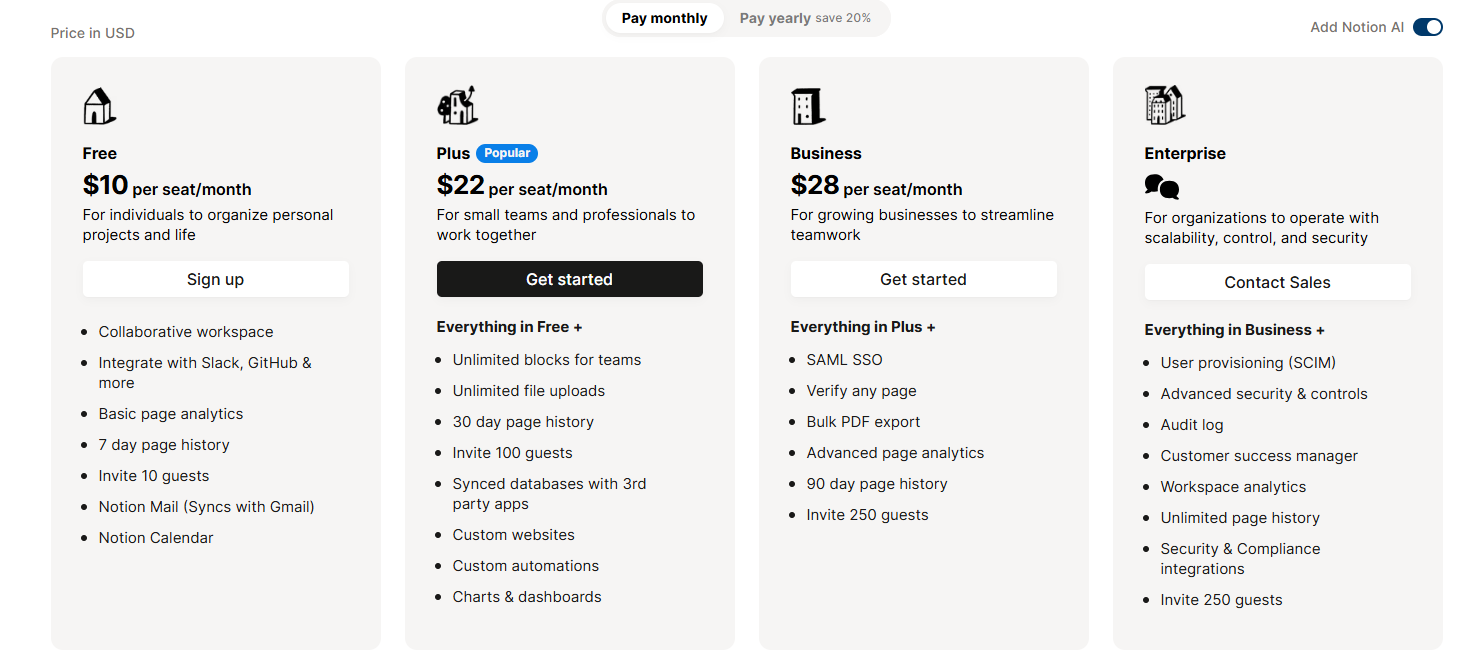 Notion Pricing