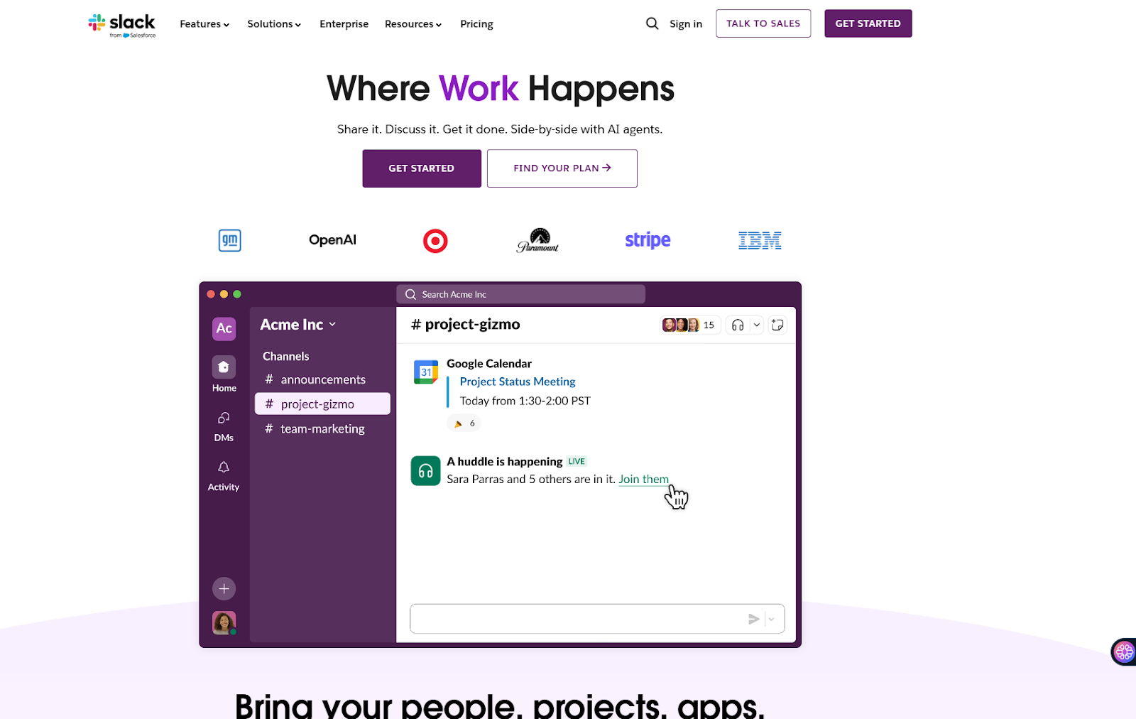 Collaboration au sein de l'équipe Slack