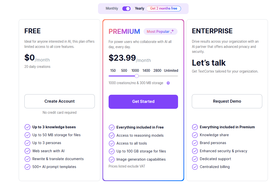 TextCortex Pricing