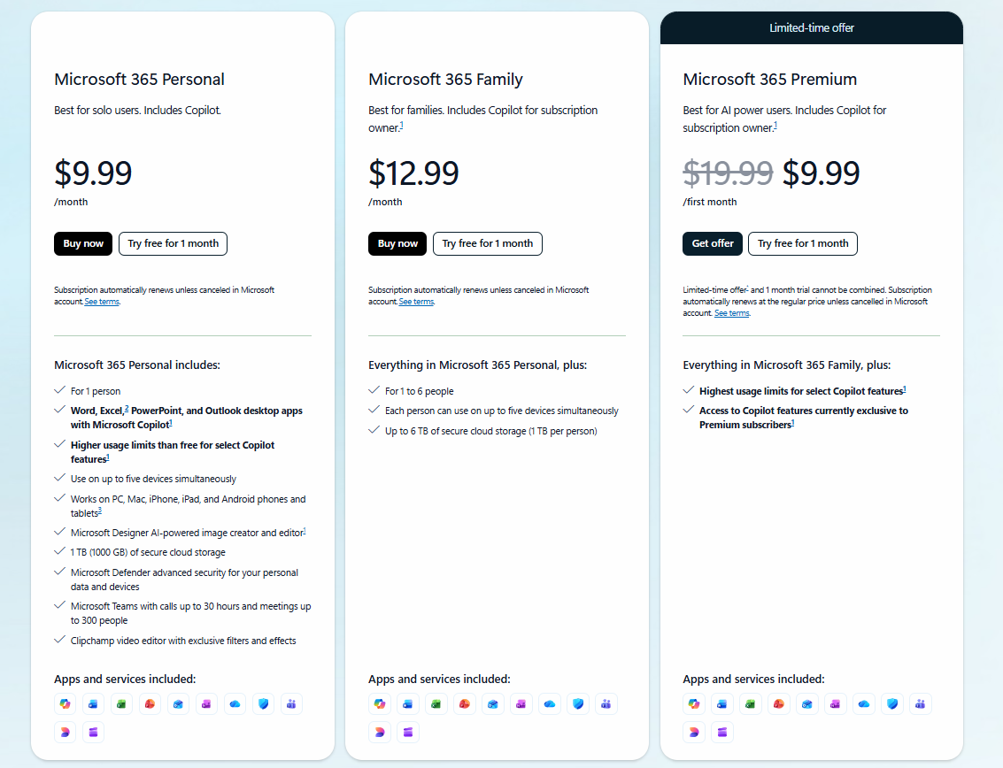 Priser för Microsoft Copilot