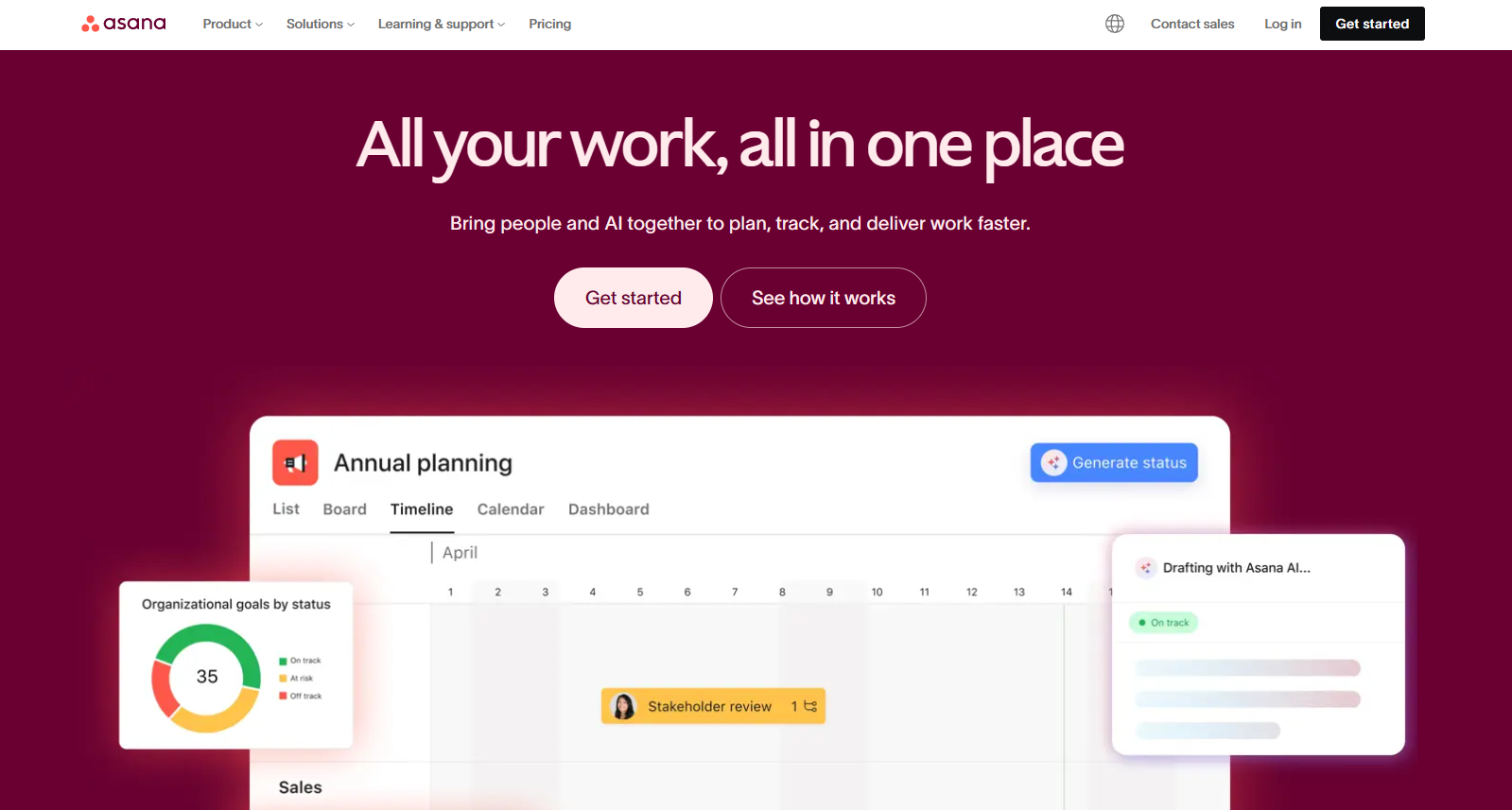 asana-ai-page d'accueil
