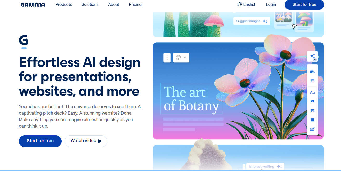 Gamma AI Homepage