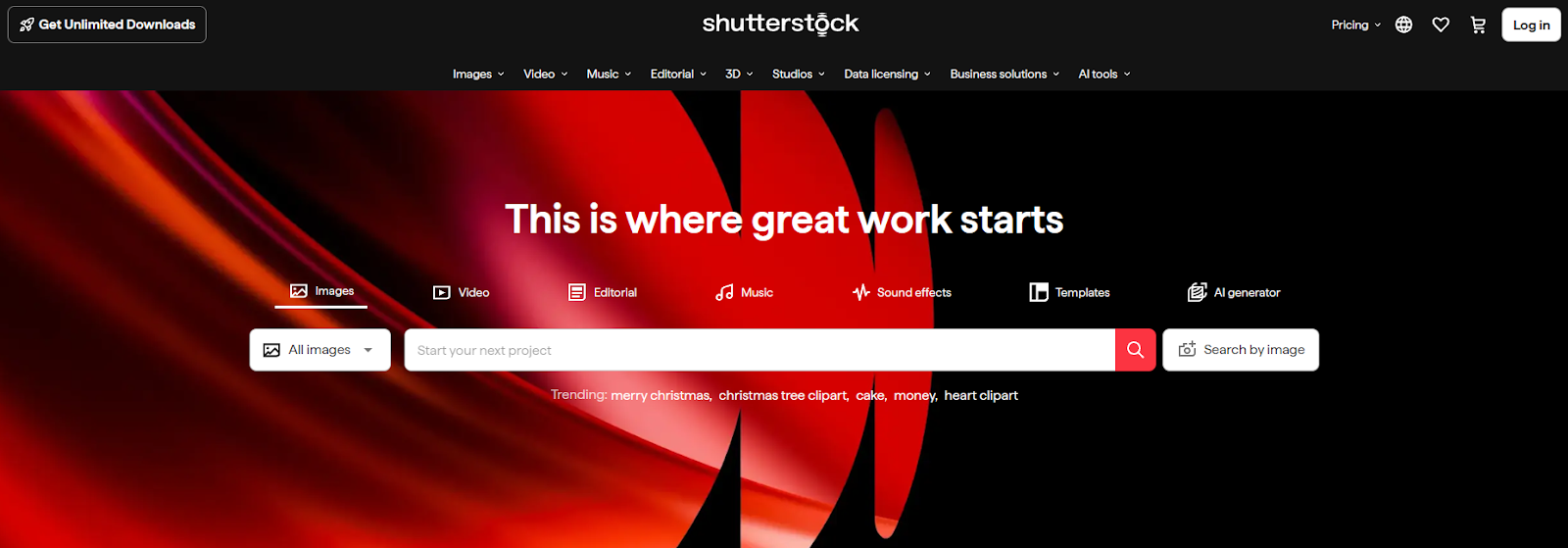 Shutterstock-Startseite