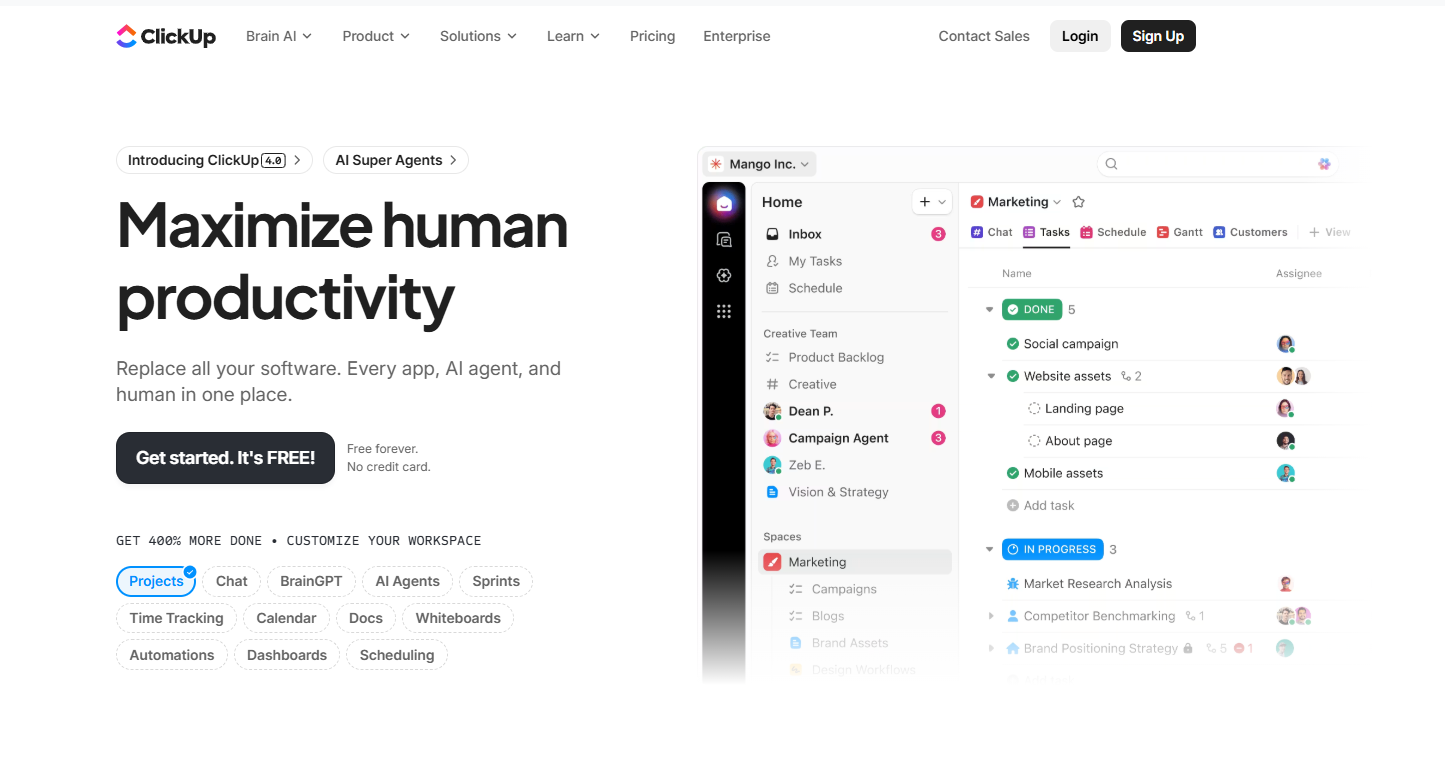 ClickUp AI-samarbetsverktyg