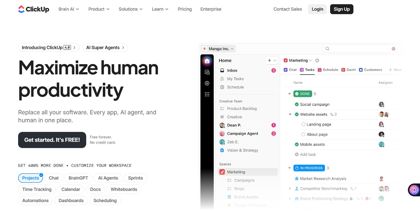 ClickUp AI-samarbetsverktyg