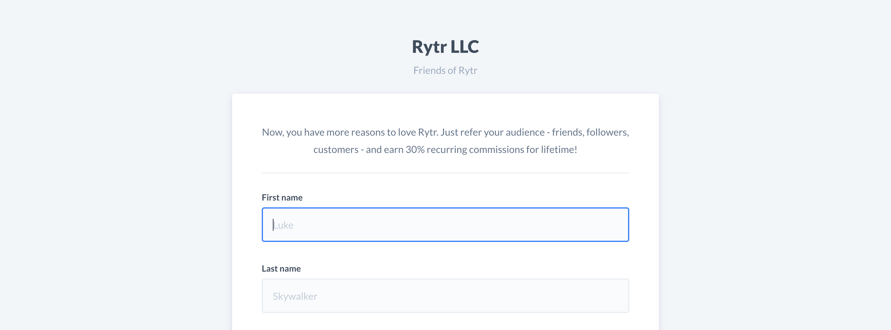 RYTR affiliate 프로그램