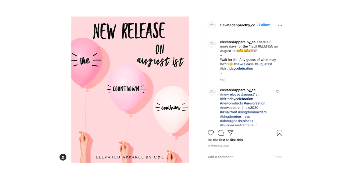 instagram-affiliate-post-promoción de nuevos lanzamientos