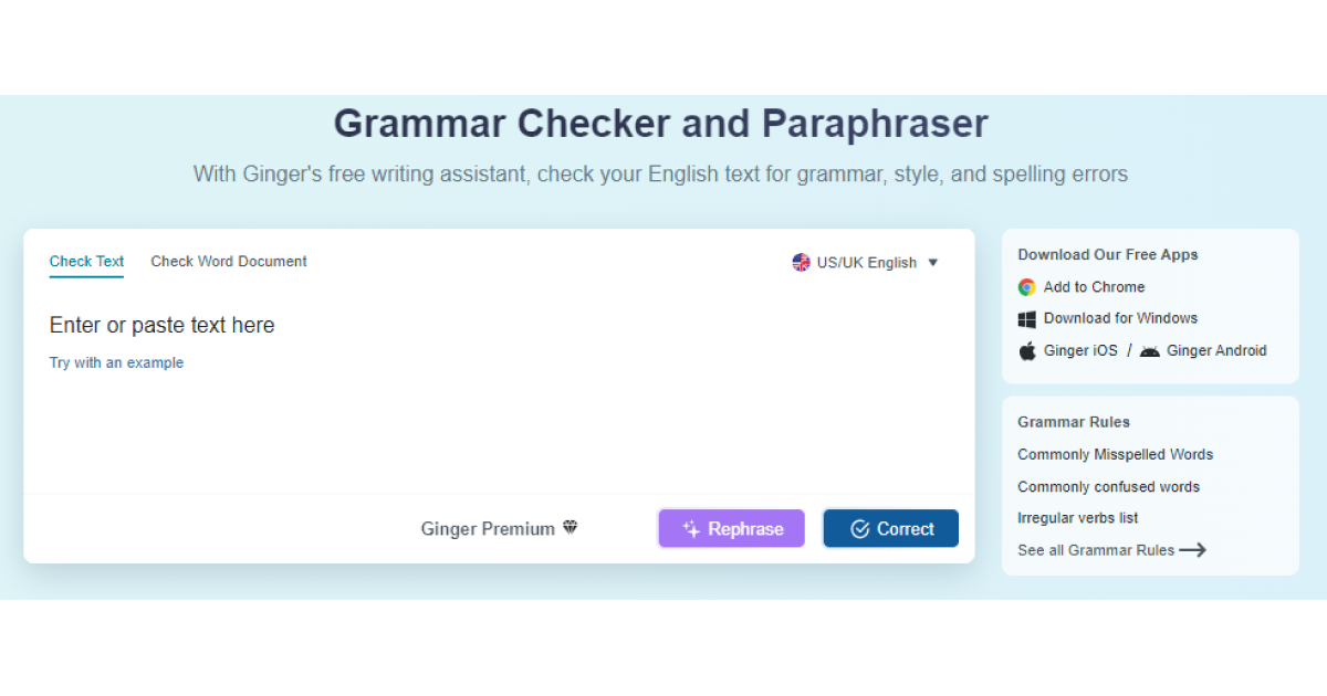 ginger-grammar-parafraseador