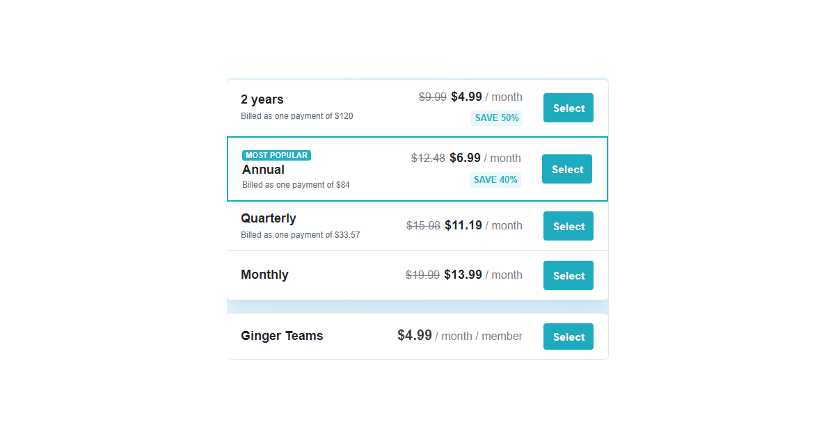 ginger-pricing-plans