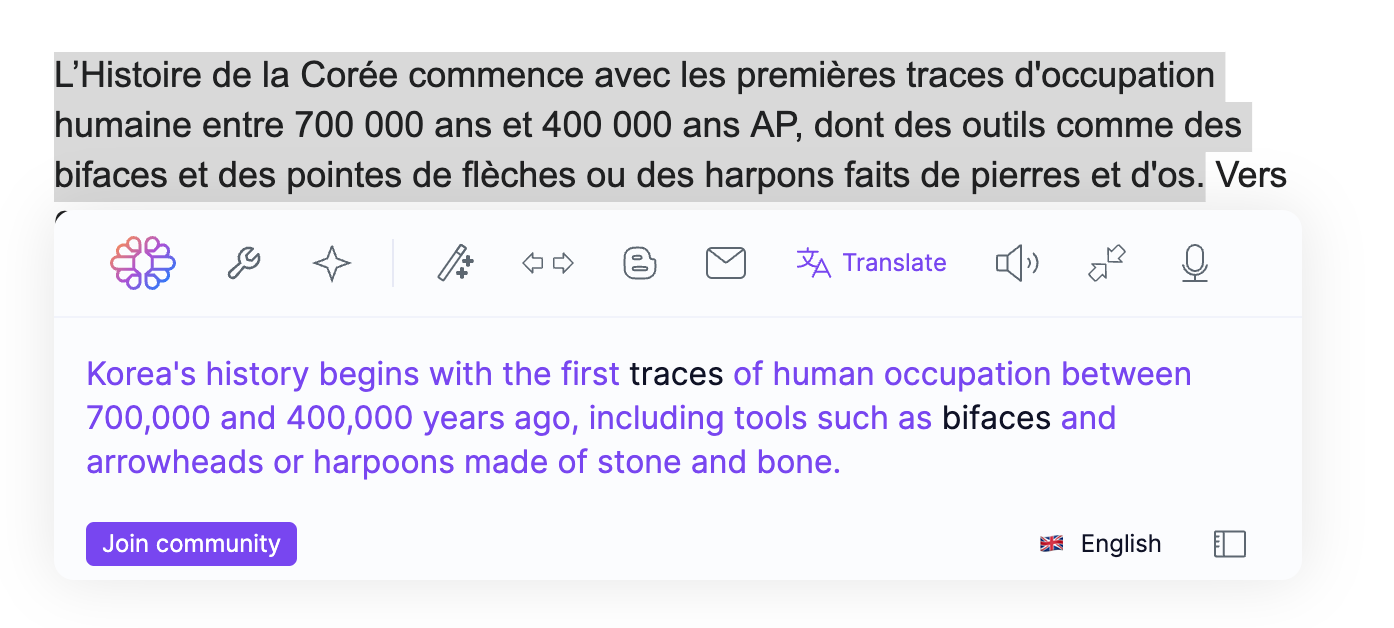 traduzir texto em francês