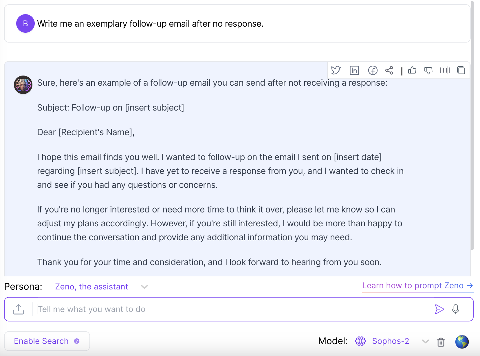 follow up email examples after no response