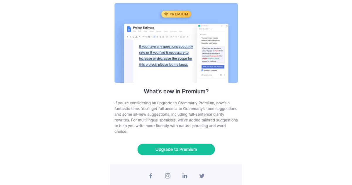 esempio di email premium