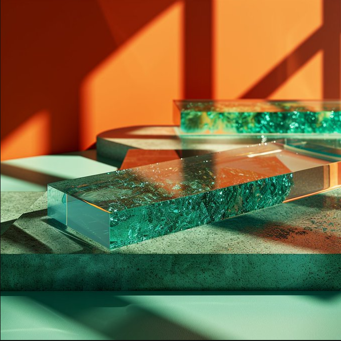 Un bloque de vidrio con líquido verdeDescripción generada automáticamente con confianza media