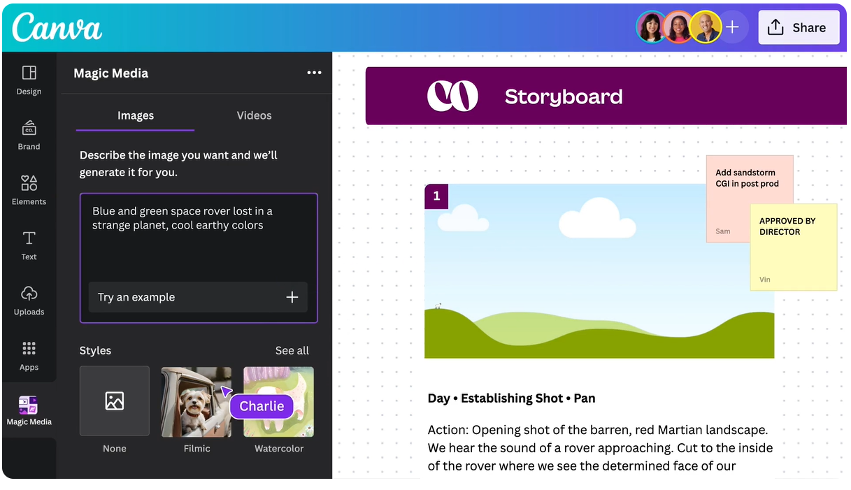 Ein Screenshot eines StoryboardsBeschreibung automatisch generiert