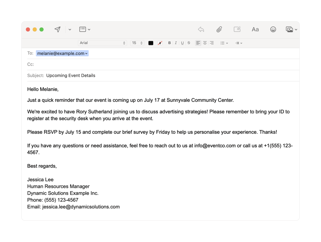 e-Mail-Beispiel schließen