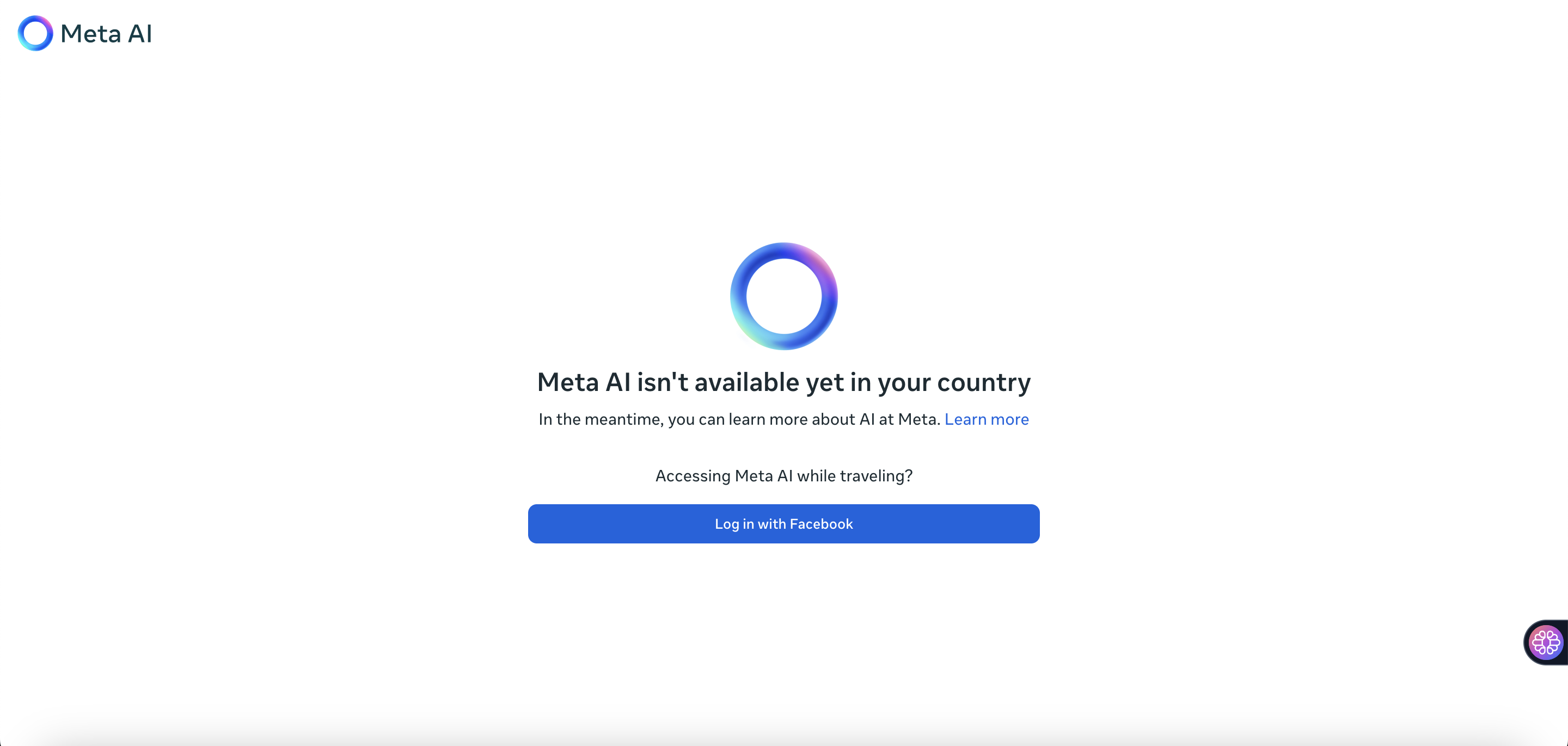 Meta AI is nog niet beschikbaar in jouw land